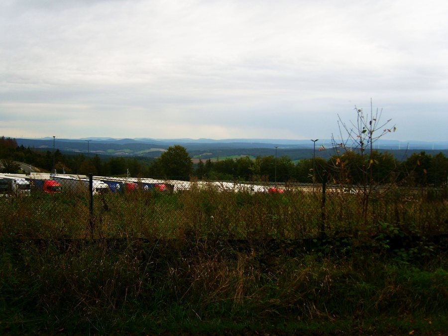 Baier, Hessisches Kegelspiel, Habelberg und Hohe Rhön von der Raststätte Rimberg