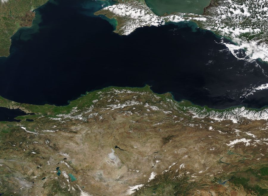 Satellitenbild von der Türkei und dem Schwarzen Meer.