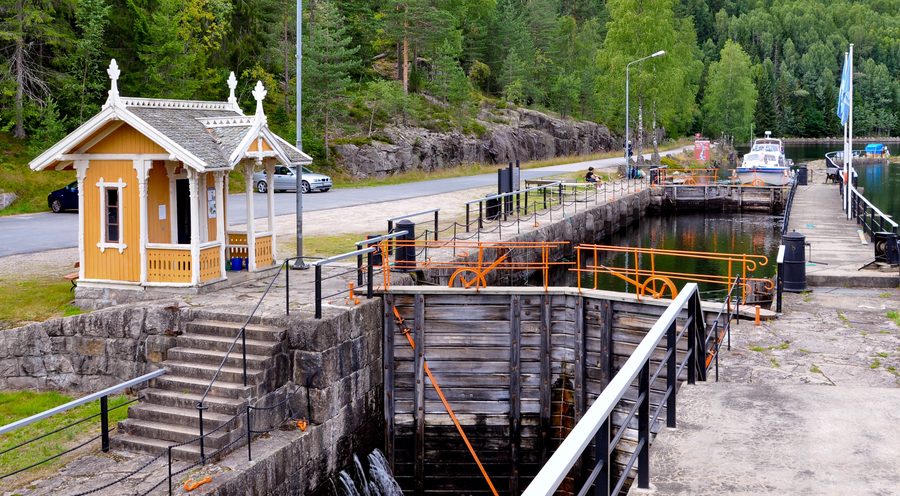 Hogga locks on the Telemark Canal in Telemark, Norway.