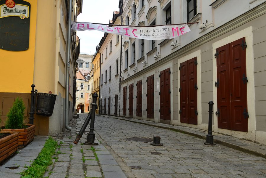 A street scene in Bratislava’s Old Town with historic buildings.