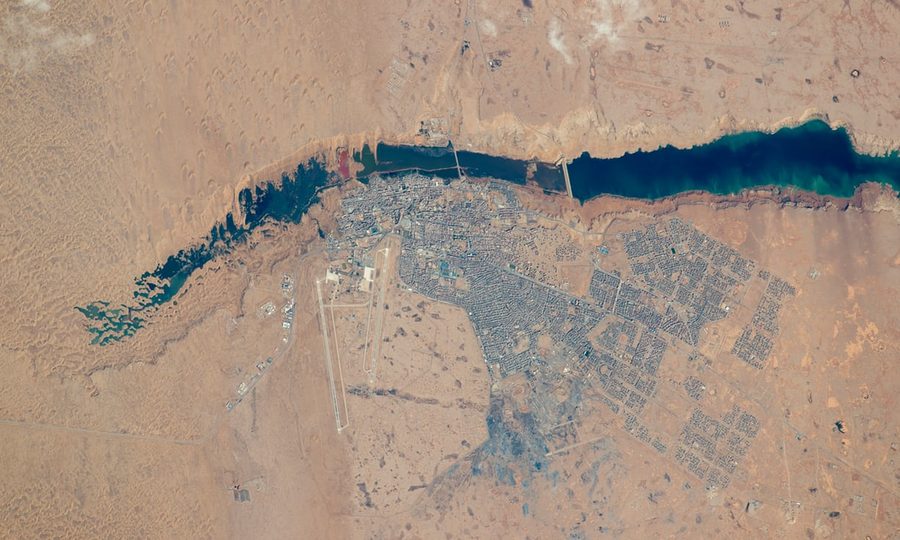 Blick auf El Aaiún aus der Internationalen Raumstation