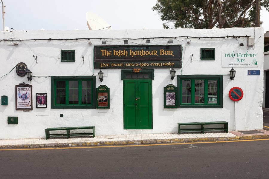 The Irish Harbour Bar beside the harbour in Puerto del Carmen, Lanzarote