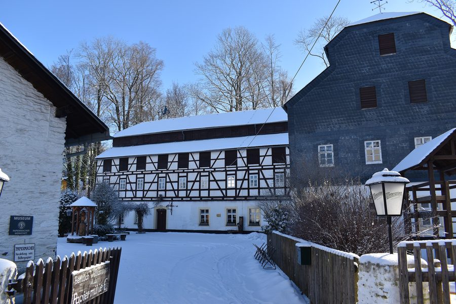Technisches Museum Papiermühle Niederzwönitz im Winter 2023