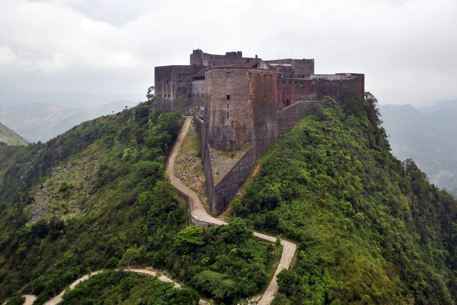 Aerial view of Citadelle Laferrière on a mountaintop in northern Haiti.