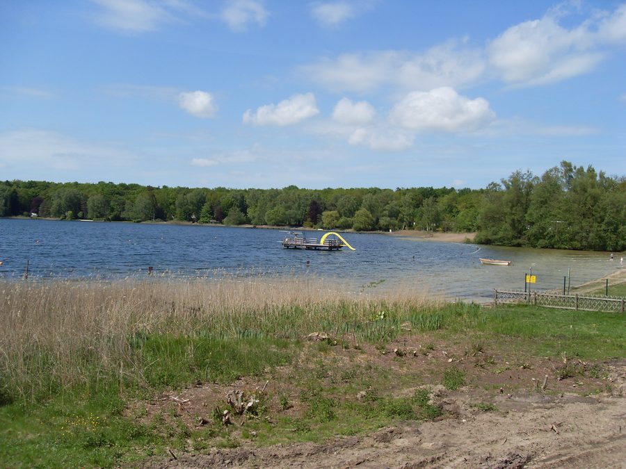 Badestelle am Ihlsee im Naturschutzgebiet Ihlsee und Ihlwald nahe Segeberg