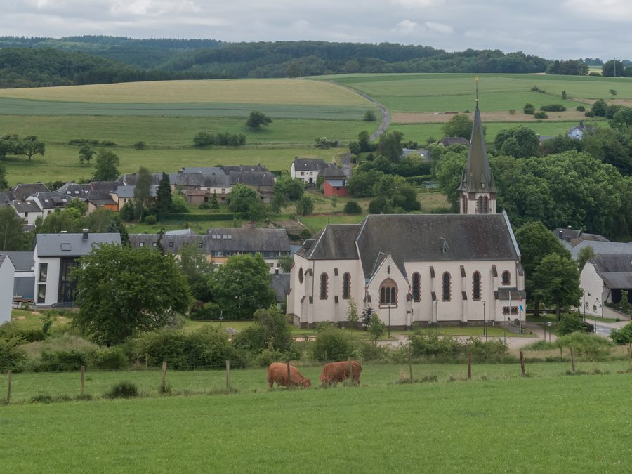 Church in Arsdorf viewed within the village