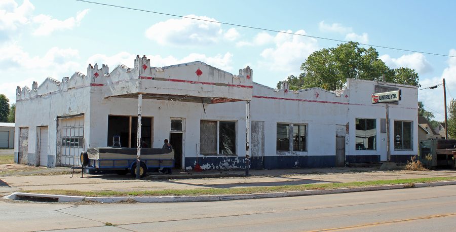 Historische Canute Service Station an der alten Route 66 in Canute, Oklahoma