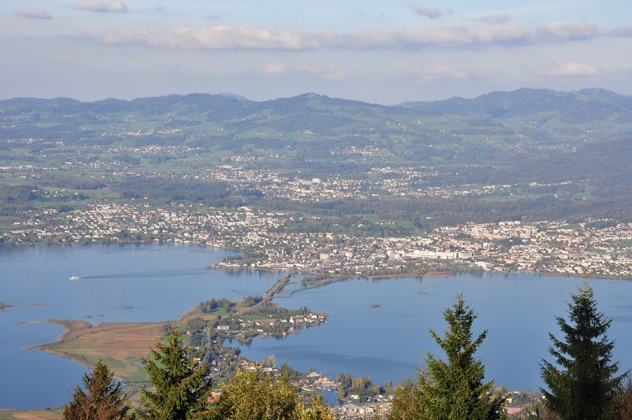 Rapperswil-Jona, Zürichsee und Seedamm aus der Vogelperspektive