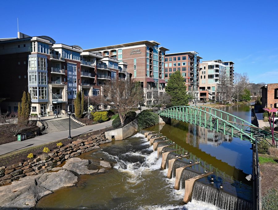 Reedy River flowing through Greenville, South Carolina