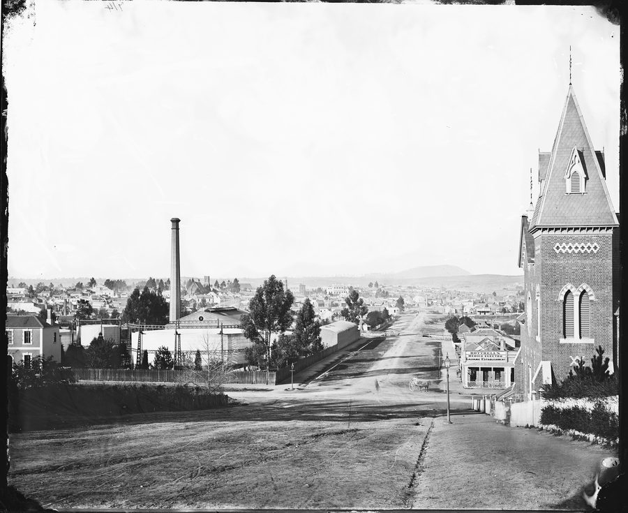 Historische Ansicht der Dana Street in Ballarat aus dem Jahr 1872