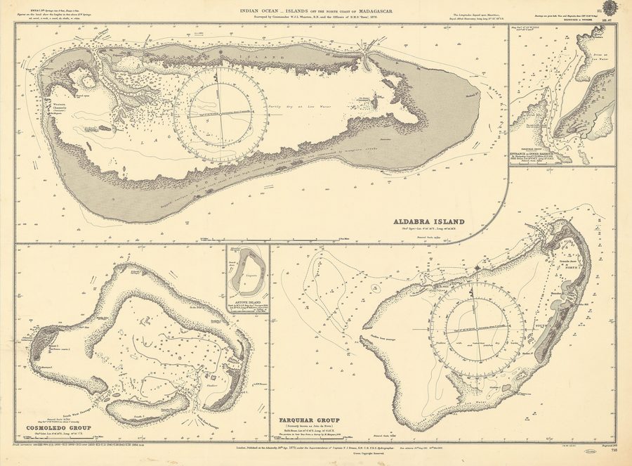 Historische Seekarte der Inseln im Indischen Ozean nördlich von Madagaskar.