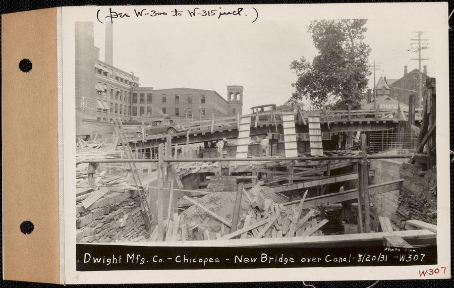 Dwight Manufacturing Co. bridge over a canal in Chicopee, Massachusetts, in 1931
