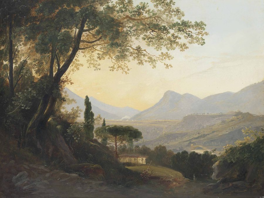 Landschaft bei Subiaco im Latium mit bewaldeten Hügeln