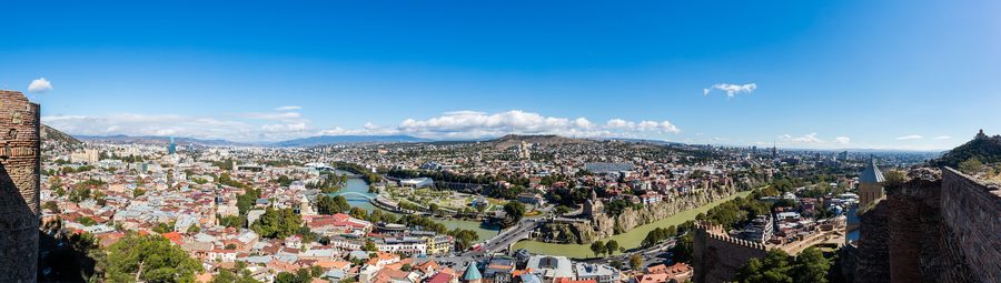 Panoramic view of Tbilisi, Georgia, from Narikala Fortress.