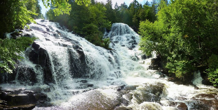 Waber Falls in La Mauricie National Park, Quebec, surrounded by forest