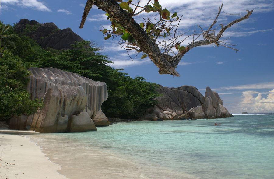 Granitfelsen an der Anse Source d’Argent auf La Digue