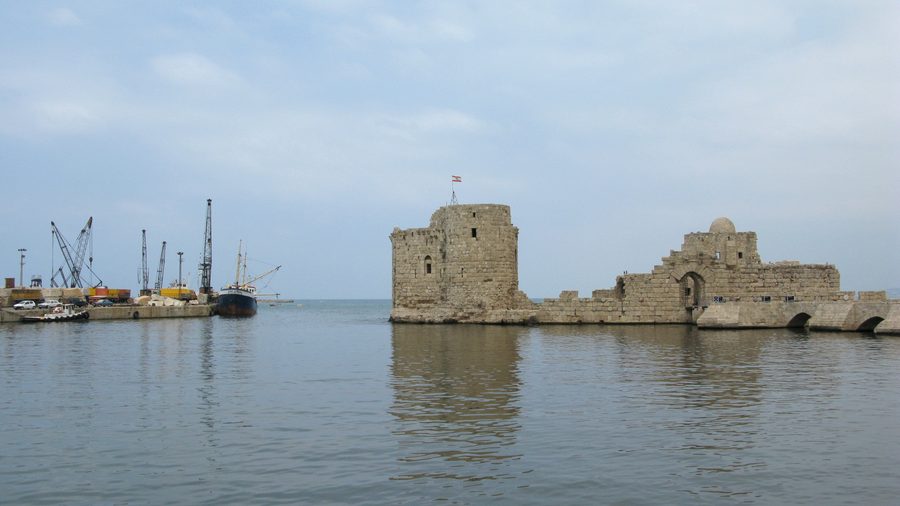 Seefestung von Saida vor der Mittelmeerküste im Libanon