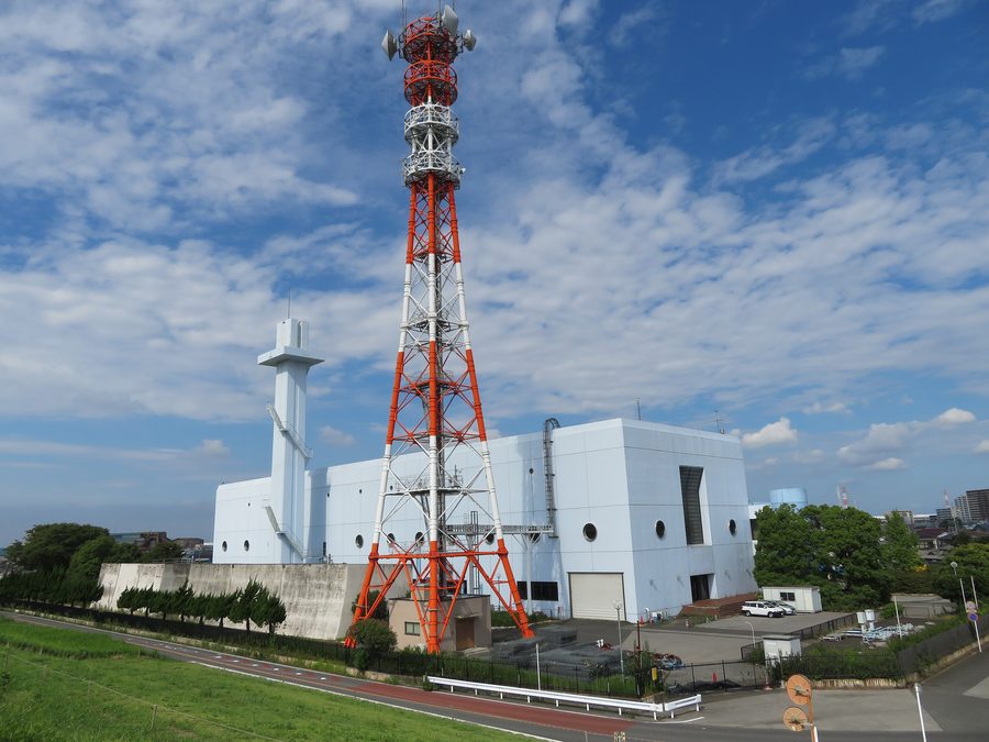 Misato Drainage Station beside the Edogawa River in Misato, Saitama