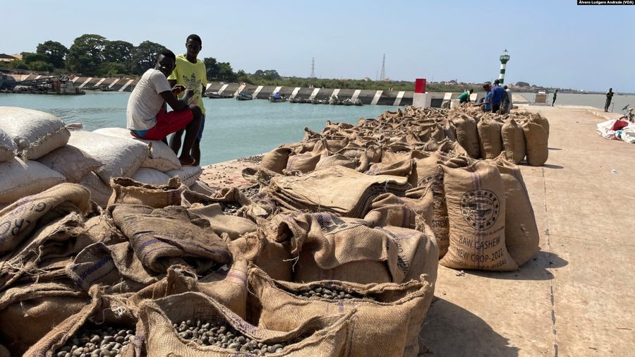 Cashew-Säcke in Guinea-Bissau