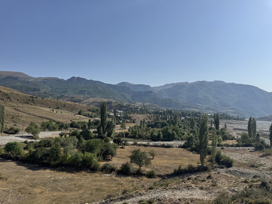 View of Lahıc and Ərəkit in Ismayilli District, Azerbaijan, with mountain landscape