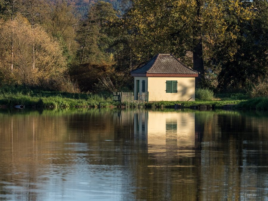 Karpfenteich mit Fischerhütte in Stegaurach