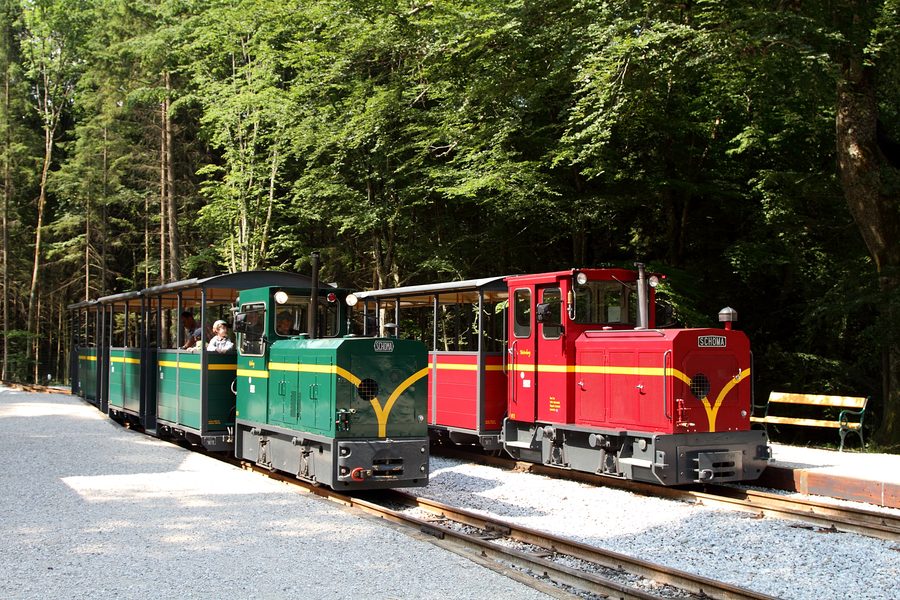 Zwei Züge der Museumsfeldbahn Großgmain im Salzburger Freilichtmuseum