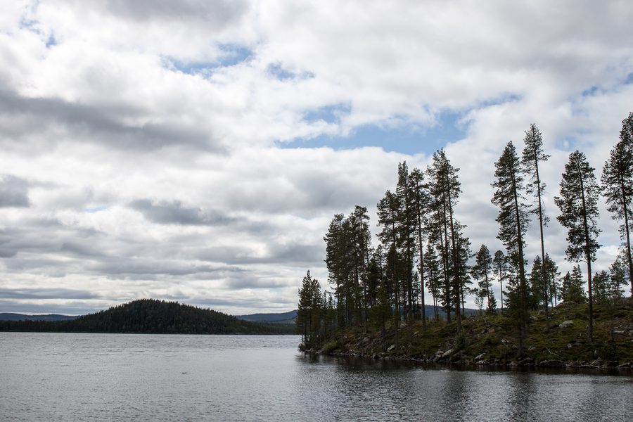 Storuman lake at Slussfors, Västerbotten, Sweden