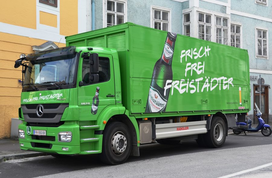 Bierlastwagen der Braucommune Freistadt in Oberösterreich