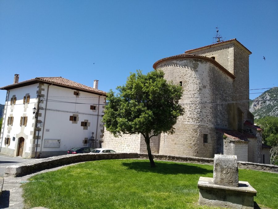Ollo square and village in the Valley of Ollo, Navarre