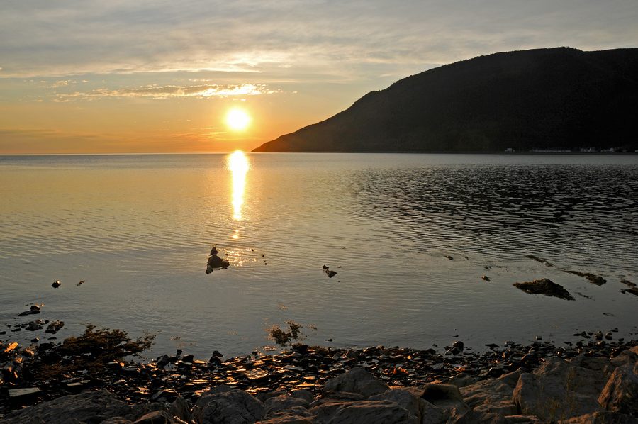 Sunrise across from a picnic area in Mont-Saint-Pierre