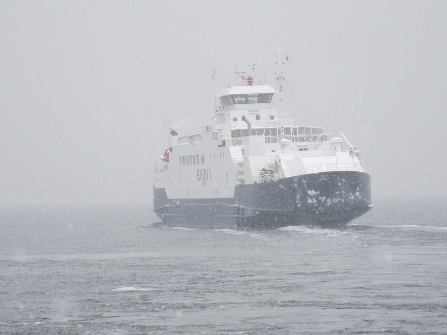 The Bastø V ferry underway in the Oslofjord from Horten to Moss