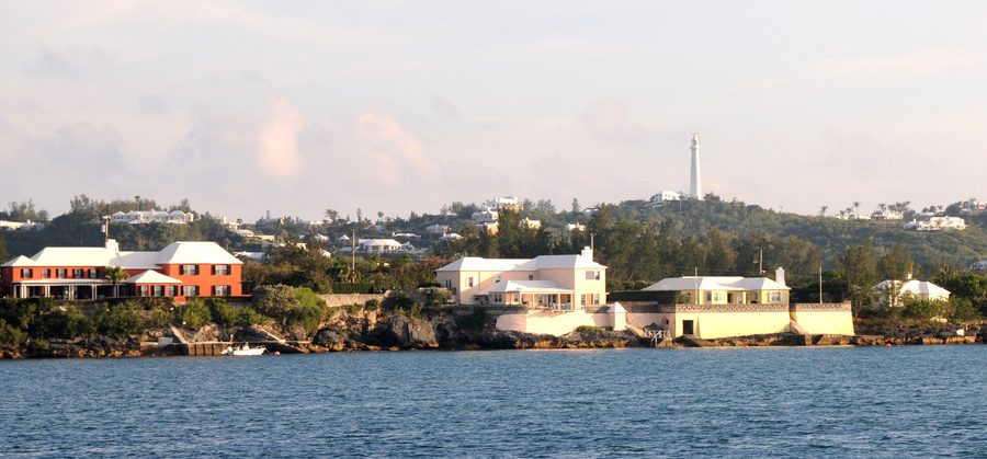 Gibb's Hill Lighthouse in the distance beyond Hamilton Harbour, Bermuda