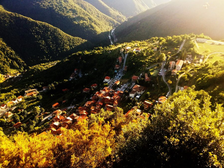 Panoramic view of the Versilia coast and the Apuan Alps from the mountains above Stazzema.