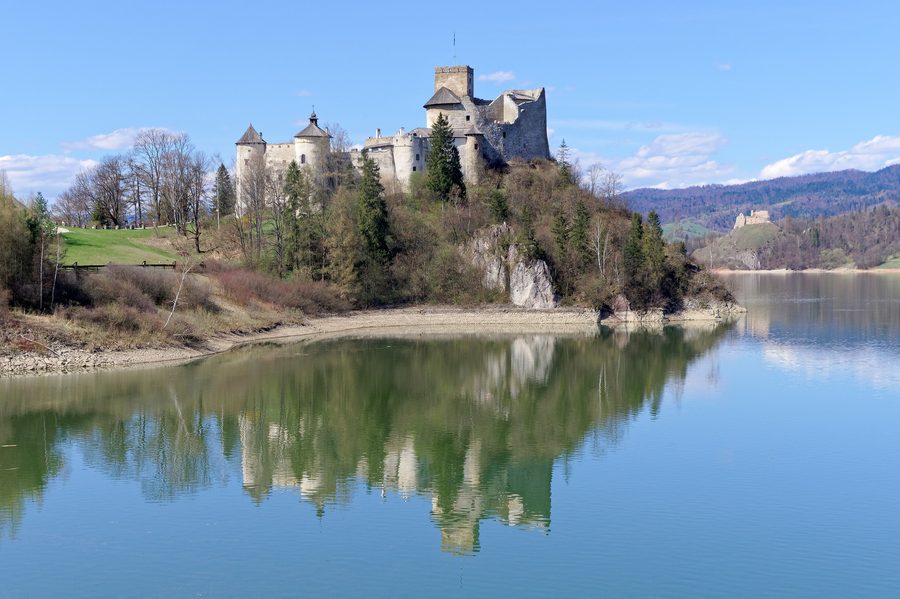 Niedzica Castle with Czorsztyn Castle in the background