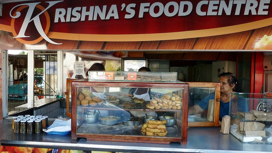 Doubles vendors along the famous Doubles Strip in Debe, Trinidad.