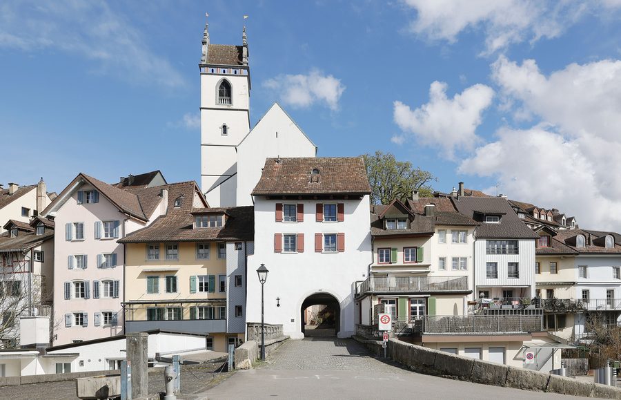 Blick auf Aarau vom Platz am Haldentor