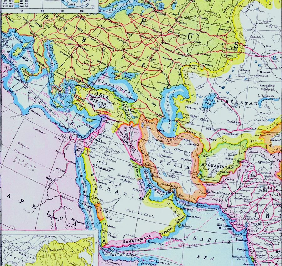 Karte von Westasien und Osteuropa um 1920.