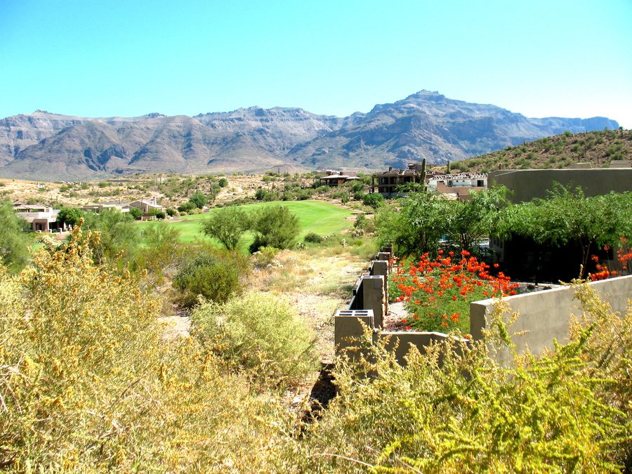 Häuser in den Superstition Foothills bei Gold Canyon, Arizona