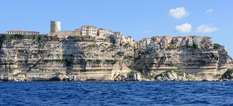 The cliffs of Bonifacio with the King of Aragon staircase
