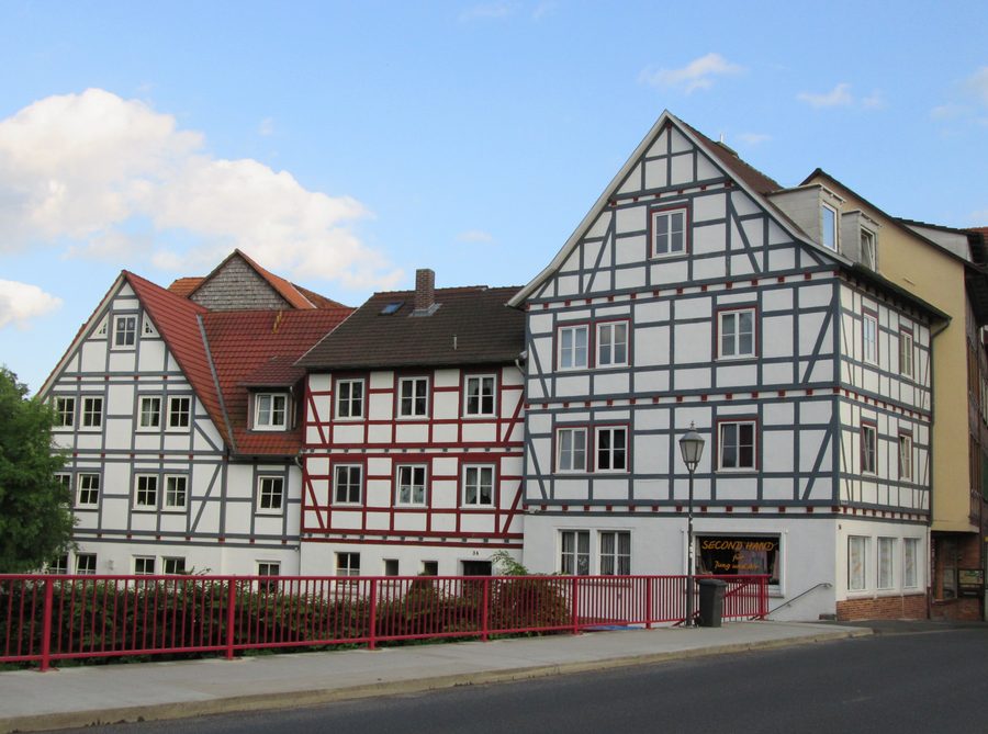 Fachwerk-Gebäudeensemble an der ersten Werrabrücke in Eschwege