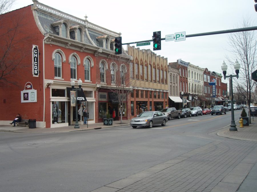 Historische Main Street an der 4th Avenue in Franklin, Tennessee