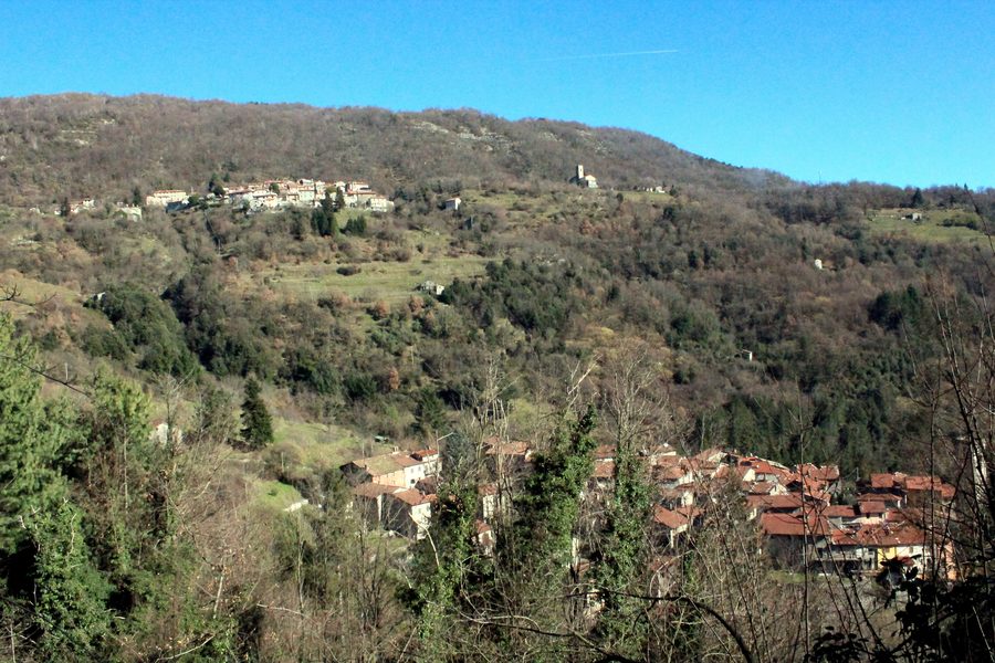 Panorama of Vallico di Sopra and Vallico di Sotto with the Church of San Michele near Fabbriche di Vallico