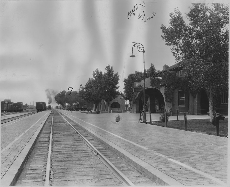 Historischer Bahnhof mit Harvey House in Belen, New Mexico