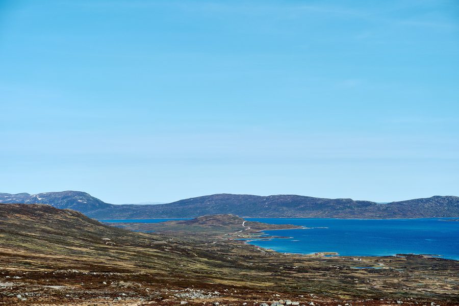 Vinstre Lake surrounded by mountain scenery in Norway