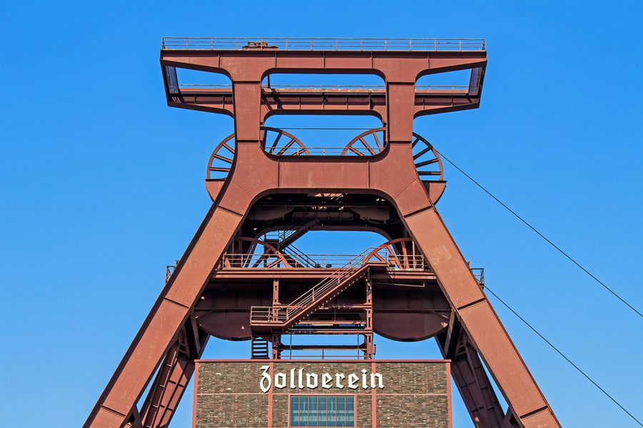 The central shaft tower of Zollverein Coal Mine Industrial Complex in Essen.