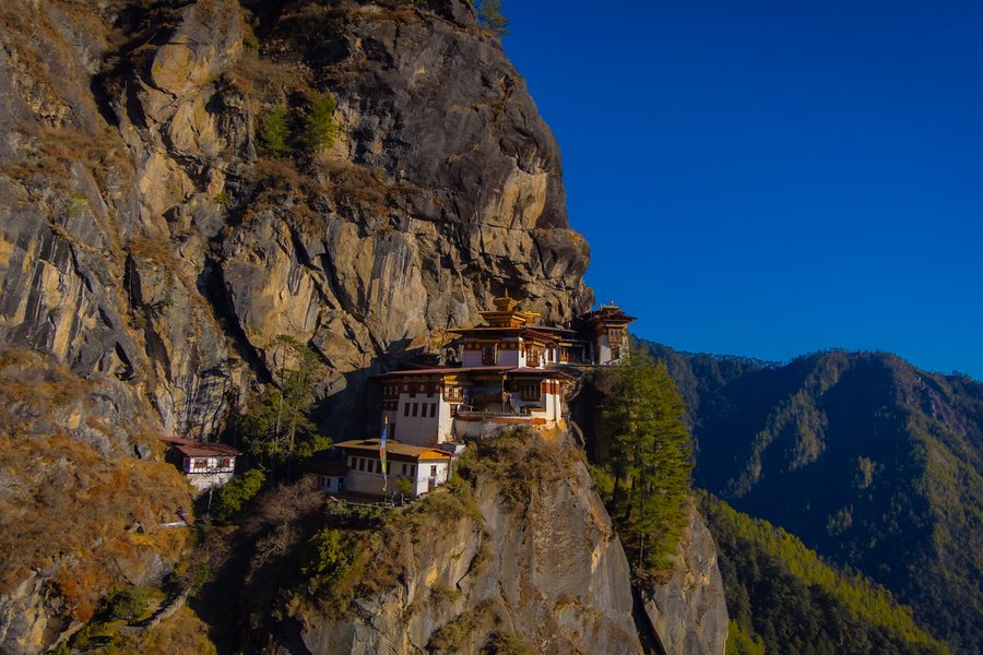 Taktsang-Kloster über dem Paro-Tal