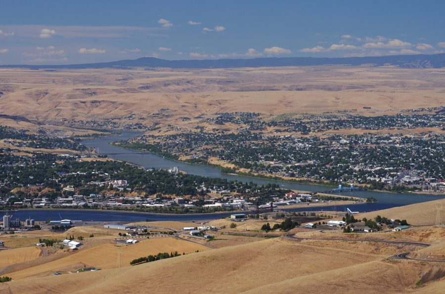 Zusammenfluss von Clearwater River und Snake River bei Lewiston, Idaho