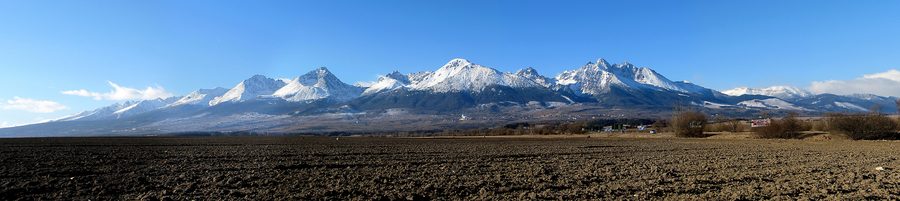 Panoramic view of the High Tatras in Slovakia