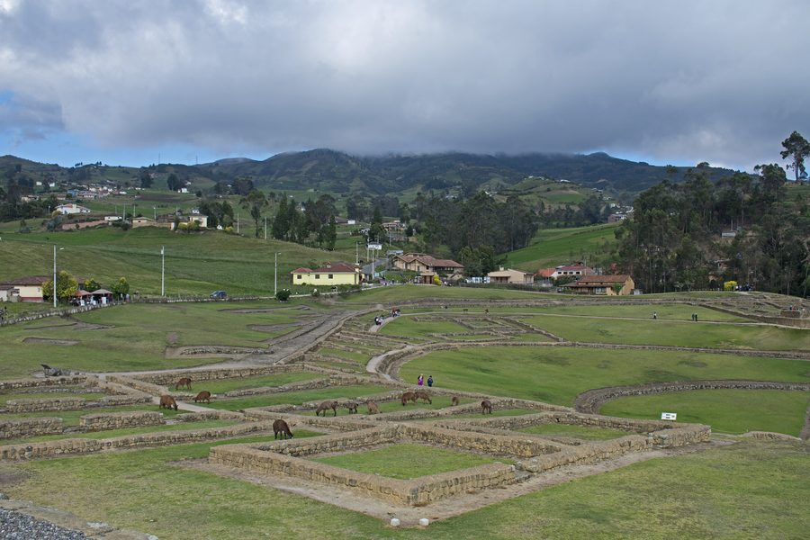 Panorama der Ruinen von Ingapirca vom Sonnentempel aus gesehen