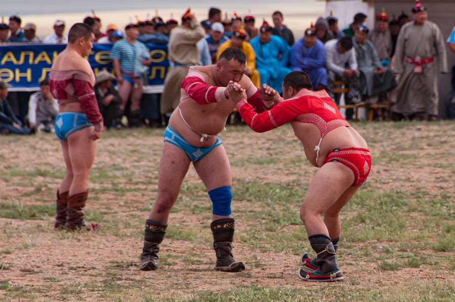 Ringkämpfer beim mongolischen Naadam